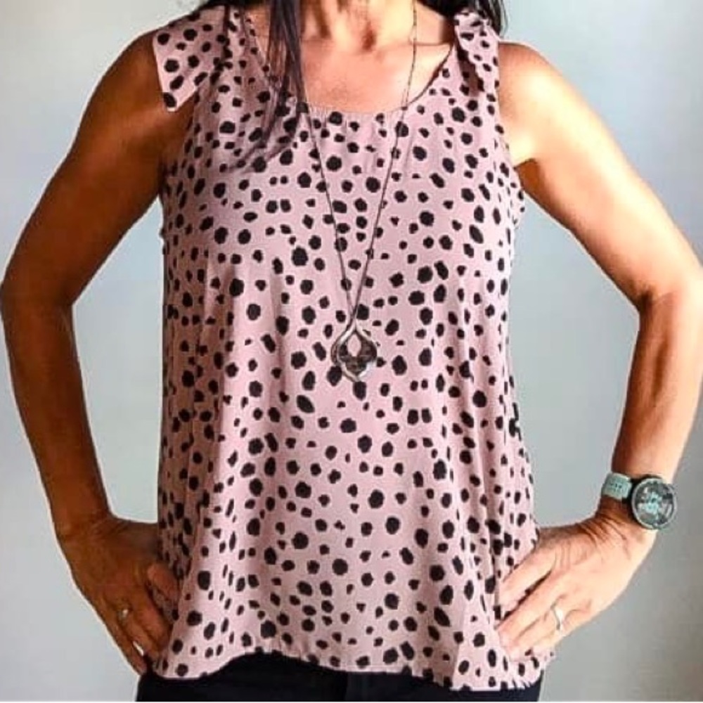 New! Rose Mocha Shoulder tie Tank by She & Sky